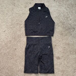 Gymshark Black Patterned Bike Shorts Set